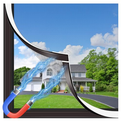 MLEJU Fliegengitter Fenster Magnet, zuschneidbar bis 130 x 130 cm | Starker Magnetrahmen, reißfestes Glasfasergewebe, ohne Bohren, einfache Montage, Insektenschutz Fenster magnetisch