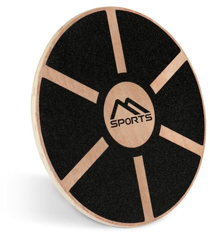 Balance Board aus Holz 39 cm Durchmesser inkl. Balance Übungsposter + Workout App GRATIS Therapiekreisel Physiotherapie Wackelbrett