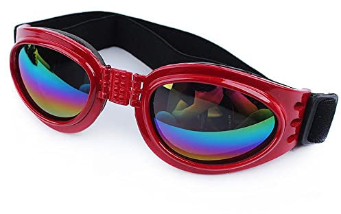 Cestlafit Haustier-Hundeschutzbrillen UV-Sonnenbrille, winddichter Schutz Hündchen-Welpen-Sonnenbrille, Hundebrille für großen Hund, Rot