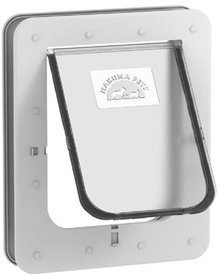 Hakuna Pets Super Tough Medium Dog & Cat Pet Door with 2-Way Locks for Screens, Doors, Walls & Glass up to 2 Thick, for Pets up to 42 lbs, White (1126)
