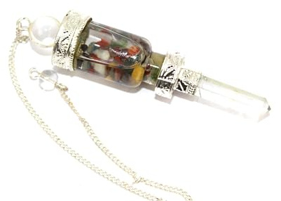 Jet Pendulum- Chakra Bottle Vial Shaped Pendulum Healing Chakra Balancing Agate Stone Reiki Spiritual Gift