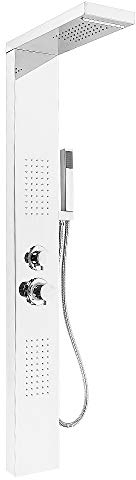 Colonne de Douche, Panneau de doucheen Acier Inoxydable 4 Modes Système,Panneau de Douche 4 en 1, à Montage Mural Tour de Douche avec Pulvérisateur Robinet d'eau Hôtel (15 * 47 * 130cm, Argent)