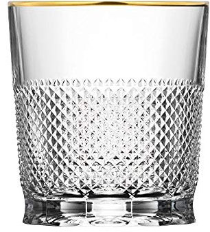 ARNSTADT KRISTALL Whiskyglas Kristallglas Oxford (9 cm) Handmade in Germany Mundgeblasen Mit 24 Karat Goldrand