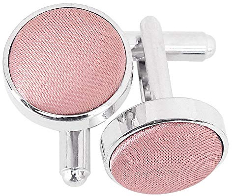 DQT Mens Plain Satin Fabric Inlay Cufflinks - Wedding, Business & Formal Shirt Accessories - Dusty Pink