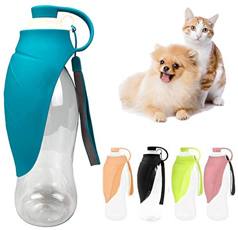 PJDDP Bouteille Chien Voyage Eau Portable, Réversible Et Léger 580Ml Distributeur d'eau pour Les Chiens Et Les Chats, Les Bouteilles Silicone Eau Potable pour La Coupe Pliable Voyage Randonnée,Bleu