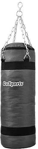GoSports Unisex-Erwachsene Punching Bags Befüllbarer Boxsack Trainingshilfe-ideal für Boxen, MMA, Muay Thai und mehr, zum Befüllen mit Kleidung und Lappen, Grau, 12 W x 35 H