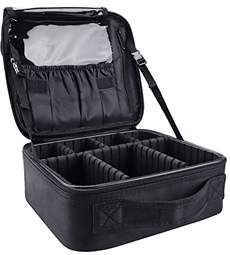 Kosmetiktasche, Kosmetikkoffer Große Kapazität Professionelle Make Up Organizer Tasche wasserdichte Portable Künstler Schminkkoffer mit Verstellbaren Trennwänden, 10.4 Black A