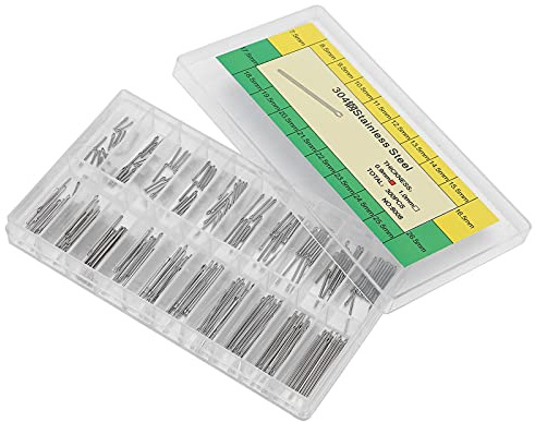 0,9 mm Uhrenarmband Splinte Stahl Set, Uhrenarmband Stifte Federstege Werkzeug, Edelstahl Uhrenarmband Link Pins Federstifte,Uhrersatzteile für Armbandreparatur, Uhrenzubehör Box für Uhrmacherbedarf