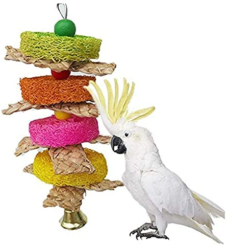 GIVBRO Straw Braid Chew Toy Parrot African Cockatoo Toy for Bird Chew Hanging Pendant Decoration