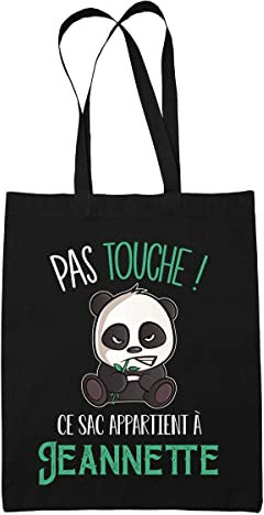 Planetee Sac Jeannette Pas Touche Panda | Tote Bag cabas réutilisable Cadeau Anniversaire Humour