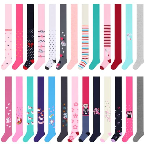 L&K-II Confezione sorpresa da 3/6 collant per bambine - Collant a maglia per bambine con diversi motivi casuali - Multicolore, opaco, taglia 128 cm (teen), 134-140