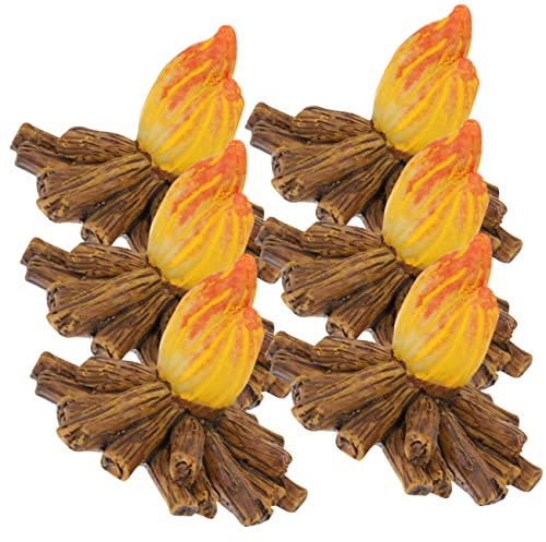 NUOBESTY 6St Harz Feuer Feengarten Camping Kuchen Topper im Modelle Weihnachtskamin künstliches Lagerfeuer landschaftlich gestalten Feuermodellverzierung Miniatur Dekorationen Partybedarf