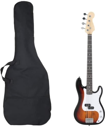 vidaXL E-Bass für Anfänger mit Tasche Braun und Weiß 4/4 46