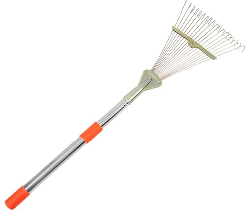 Happyyami Gartenwerkzeug Grasrechen Grubber- Rechen Für Strauchrechen Erweiterbarer Metallrechen Schneerechen Landschaftsrechen Gartenblattwerkzeug Schwer Landschaft Rechen Rostfreier Stahl