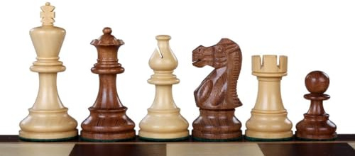 Sunrise Chess & Games American Classic Akazie/Buchsbaum 3,75 Zoll Geschnitzte Holzschachfiguren - Handgefertigte Präzisionsarbeit