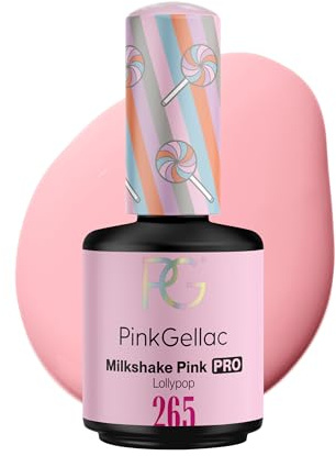 Pink Gellac Gel Nagellack UV, Veganes Nagelgel - 265 Milkshake Pink 15 ml | Gelnagellack für UV Lampe, Einfache Anwendung Nail Polish für 14 Tage Salonqualität, Gellack Made in Holland