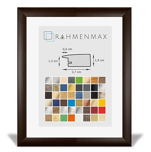 RahmenMax Toskana Bilderrahmen Holz 80x120 cm/Maßanfertigung möglich/MDF Posterrahmen/in Eiche dunkel Dekor mit Acrylglas/Puzzle Rahmen (BIG)