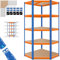 MASKO® Étagère d'angle pour Charges Lourdes, 180 x 75 x 40 cm, jusqu'à 875 kg, 5 étagères réglables, Panneaux MDF en métal, étagère enfichable, étagère d'atelier, Cave, Garage, Orange/Bleu