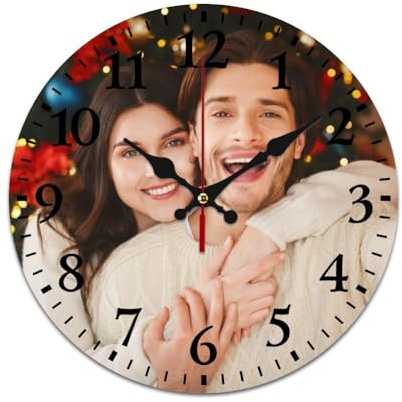 LLLGSH Personalisierte Wanduhr - Personalisierte Uhr mit Foto Text - Stille Wanduhr für Kinder - Fügen Sie Ihr Bild/Foto/Logo/Jedes Design Hinzu - Jahrestag Geburtstag Hochzeits Dekorative Geschenk