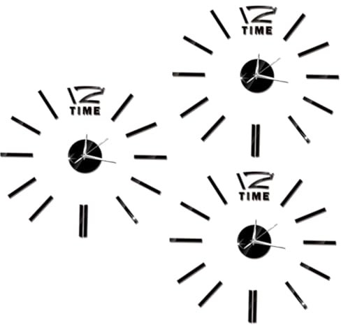 Ciieeo 3St Wandtattoos küchenuhr küchenfunkuhr schrittzähler- Zeiger D Wand Spiegel dekorative Bürodekoration 3D- Zahlenaufkleber Spiegel Wanddekoration rahmenlose