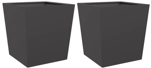 vidaXL Jardineras 2 uds de Acero Negro 50x50x50 cm