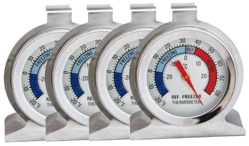 CIYODO Lot De 4 Thermomètres Numériques En Acier Inoxydable Pour Réfrigérateur Congélateur Faciles À Installer À Retirer