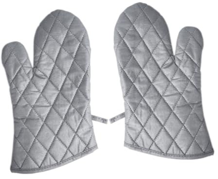 Cabilock Thickened Oven Mitts Heat Resistant Kitchen Mitts Silver Small Size Microwave and Bbq Gloves High Temperature Protection for Cooking