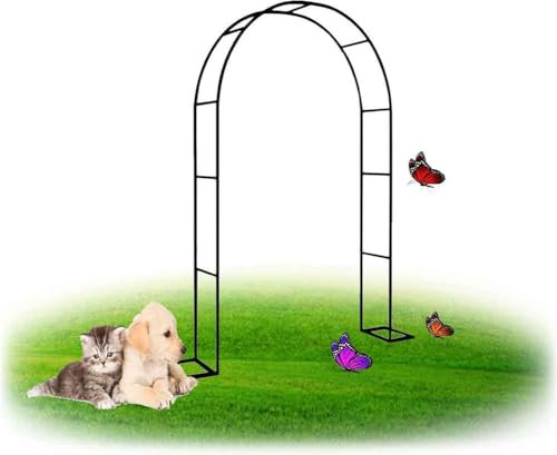 Arche de jardin en métal noir de 1,4 m robuste pour plantes grimpantes, décoration de jardin, arche blanche solide et robuste (l 1,4 m x H 2,3 m)