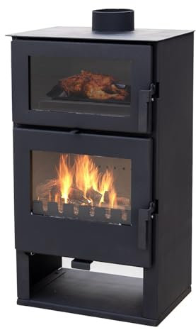 Forno a legna ALAZ K9M, nero, 9 kW, stufa con vano cottura, camino, stufa a legna permanente, stufa a legna, forni a capanna, forni in legno di Кaminfouer, Fireplace Wood