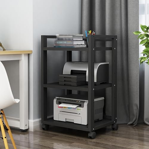 SRNSAEB HiFi Rack HiFi Regal Stereo-Schrankmöbel aus Holz mit 3 oder 4 Ebenen, Heim-AV-Receiver-Ständer mit Universalrad und verstellbarem Regal, Eck-Entertainment-Center/kommerzieller(C,3 Tiers)