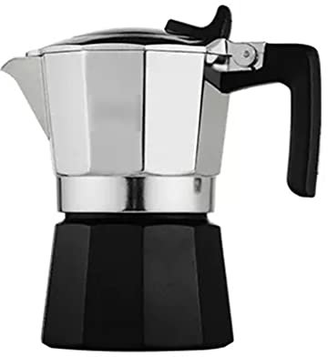 ZLSNOBLE Espresso Machine (2 Cups) Clear Top, Double Valve Moka Pot, Hand Brewed Coffee Pot, Coffee Percolator(Black)