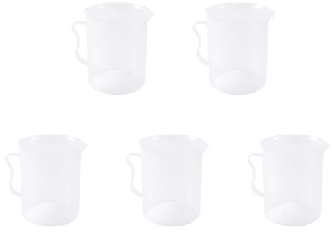 NJTHNTJR 5 jarras medidoras graduadas de 250 ml, vaso de plástico blanco transparente