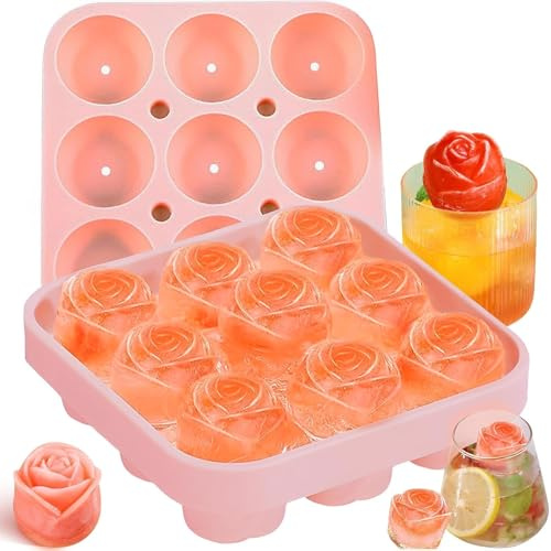 Dekorative eiswürfelform silikon mit deckel für neun Rosen. Praktische eiswürfelformen inklusive Abdeckung. Gestalten Sie ansprechende eiswürfel für Getränke und Partys