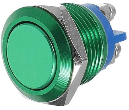 Cabilock Interruttore a Pulsante in Metallo Premi Il Bottone Interruttore Momentaneo Interruttore a Disattivazione Pulsante Momentaneo Piccolo Interruttore a Pulsante Green Rame