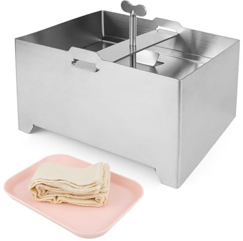 Hochwertige Tofupresse und Käseform aus Edelstahl mit Ablaufloch und Abtropfschale – perfekt für hausgemachte Tofu- und handwerkliche Käseherstellung, langlebiges Küchenwerkzeug