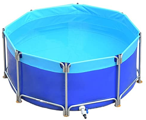 Großer runder oberirdischer Fischteich, robuster Canvas-Wassertank für Koi und Spiel, ideal für Garten und Bauernhof, inklusive Ablaufventil