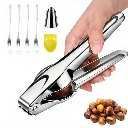 BORISCA Set di 7 Inossidabile Taglia Castagne Pinza, Multifunzione Pinza per Castagne con Artigli di Castagno, Taglia Castagne in Acciaio Pinza (B)