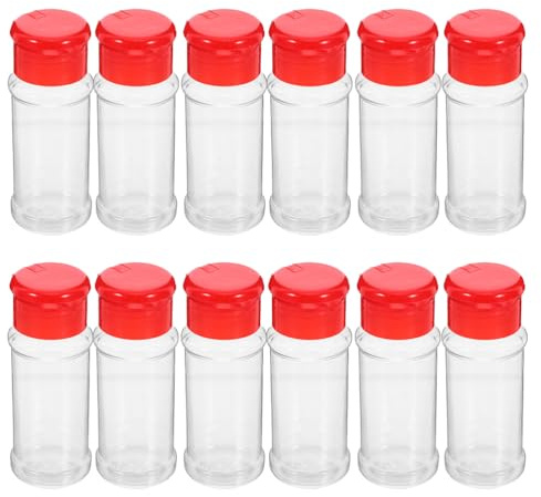 GLEAVI 12 pezzi saliera e pepiera da 200 ml saliera per andare in campeggio picnic all'aperto cucina scatole per il pranzo viaggio dispenser di spezie trasparente con coperchi