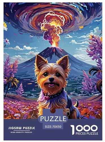1000 Piece Yorkshire Terrier Game Puzzle for Adults Gifts Fun Challenging Home Decoration Brainteasing Cute Dog Jigsaw Puzzle for Women Men Adult 70x50cm/1000pcs
