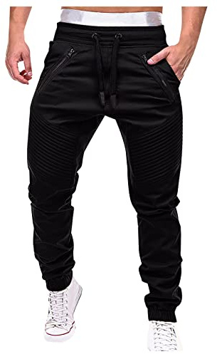 Genérico Pantalon Chandal Hombre Invierno Pantalones Chándal Elasticos Pantalón Chandal con Cordón Ajustable Pantalon Hombre Cargo Bolsillos Laterales Fato de Treino Homem Negro 4XL