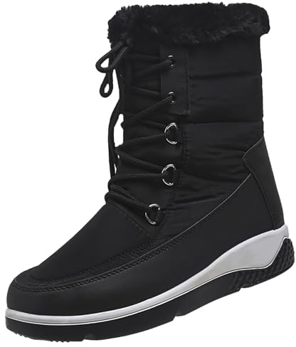 Generisch Bottes de neige pour homme - Doublées - En polaire épaisse - Antidérapantes - Bottes de neige thermiques - En laine - Pour l'extérieur - Décontractées - Confortables - Grandes tailles, Noir