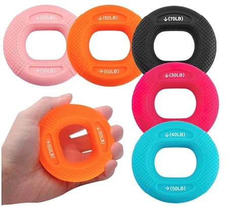 5 st handtränare fingertränarset, styrkestyrka och tränare styrkan med grepp tränare handtränare ring silikon handträning handtag styrka 20–80 lb