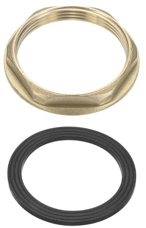 M METERXITY Hex Lock Nut (G 2 Inch Female Thread) 1 PCS - Brass Round Pipe Fitting Locknuts & with Silicone Washer, Apply to Kitchen Sink Plumbing/Bathroom Basin