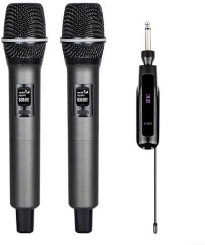 TONIXY Micrófonos inalámbricos duales de mano 2.4G, receptor recargable, batería de larga duración para karaoke, canto y reuniones (un arrastre uno)