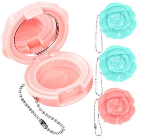 Healifty Lot de 4 Plateaux de Maquillage Vides en Forme de Rose, 2 Rose Pâle et 2 Bleu Clair, sans Godets en Aluminium, Mini Trousse Rechargeable pour Rouges à Lèvres, Fards à Paupières et
