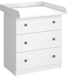 Shefa Kids Commode à Langer 830 Blanc, Avec plan à Langer rabattable et rangements Pour Chambre bébé, Commode Bébé Basic Line