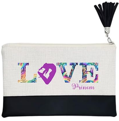 Pochette de Maquillage maniques Taperso Noire avec Motif Gym Love Personnalisable