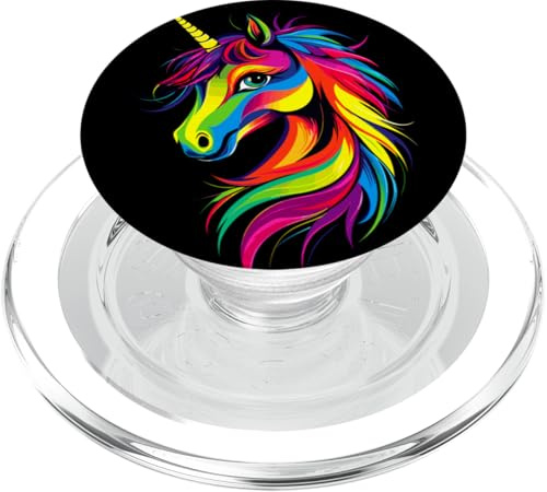 Licorne Coloré Arc-en-Ciel Cavalière Chevaux Équitation PopSockets PopGrip pour MagSafe