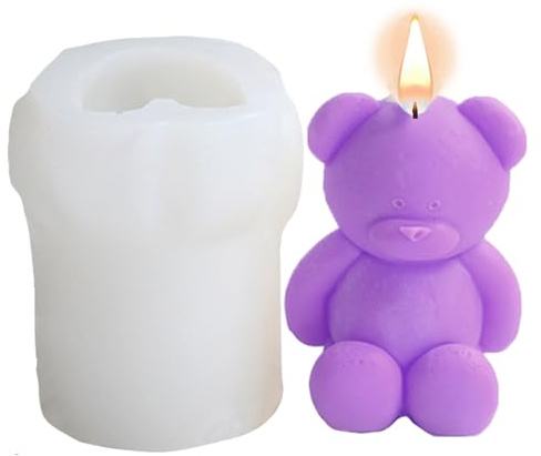 Moule En Résine D'ours – Bloc Flexible, Façonneur De Statue En Silicone, Forme Détaillée De Motif De Nounours, Intérieur Réutilisable À Libération Lisse Pour Créer Des Bougies D'aromathérapie Parfumée