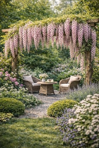 Wisteria sinensis Rosea 180-200 cm Rosa Blauregen – Duftende, winterharte Kletterpflanze – Schnellwachsend für Pergola, Rankhilfe & Garten – Chinesische Glyzinie mit üppiger Blüte